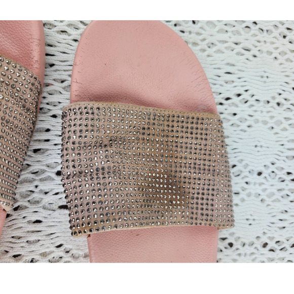 Express Pink Faux Diamond Studded Slides Sandals Flip Flops Women's 7.5 or 8 - Picture 7 of 9
